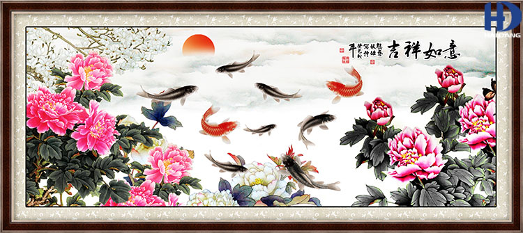 Mẫu tranh cá chép phong thủy : HDPT-CA-YL-A987